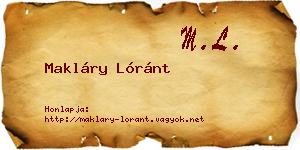 Makláry Lóránt névjegykártya