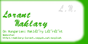 lorant maklary business card